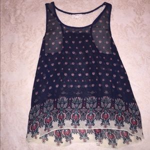 Sheer Patterned Tank Top